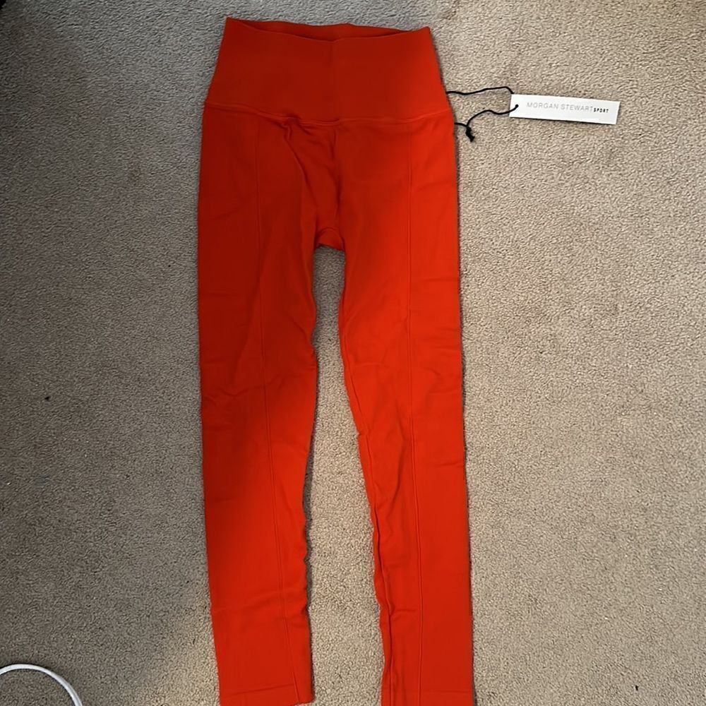 Morgan Stewart Sport Orange Ribbed Legging NWT XS